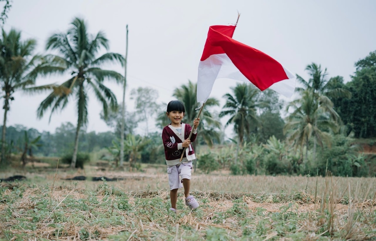 overlooking rural village in indonesia