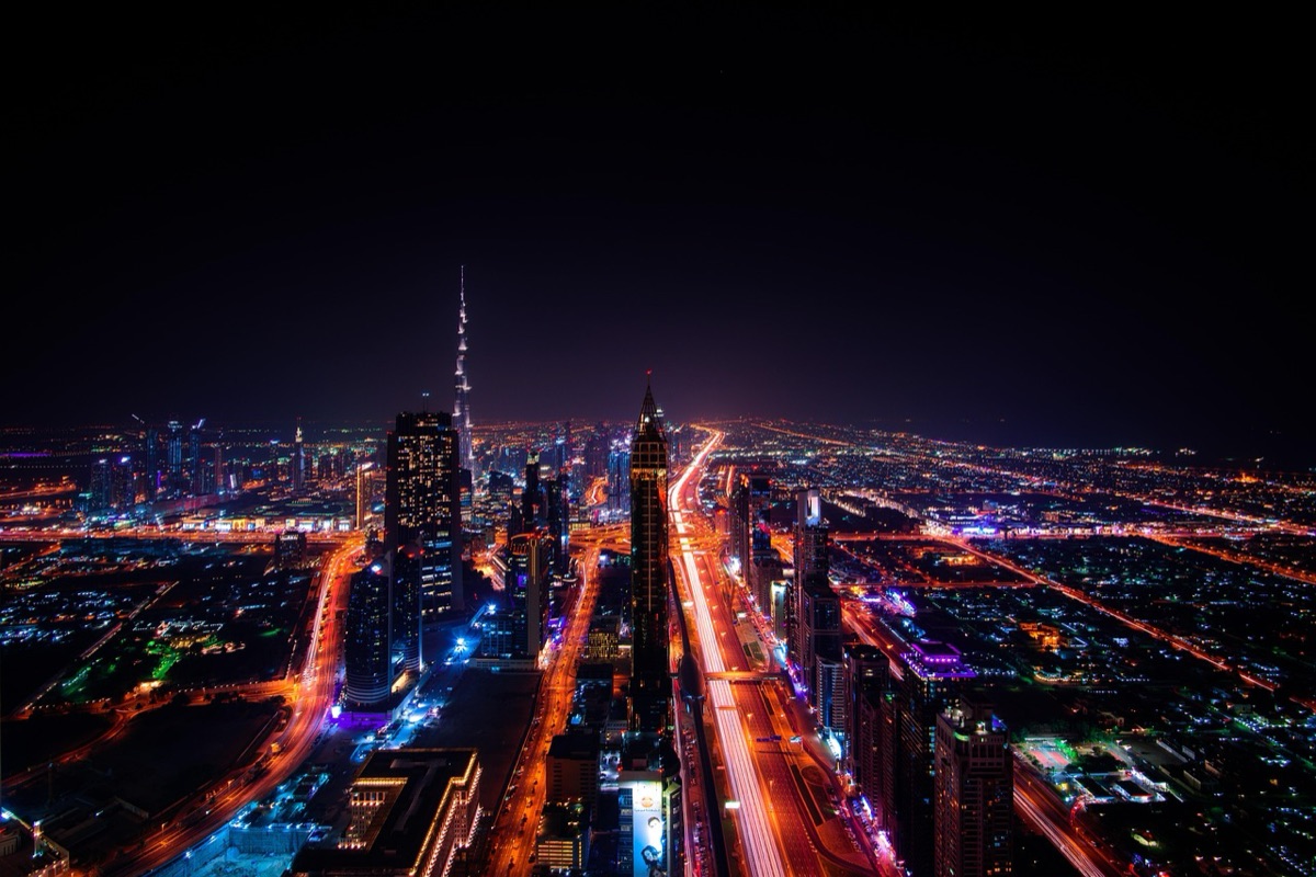 downtown jakarta skyline at night